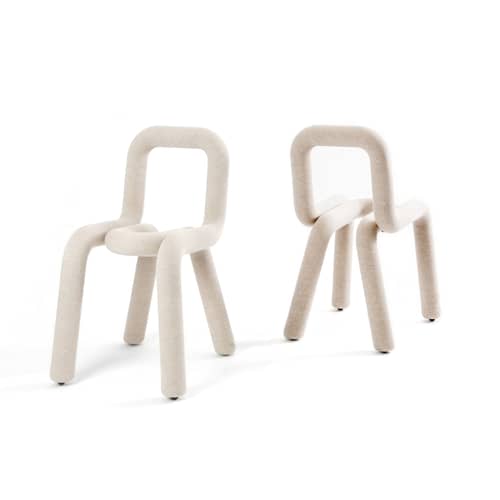 Chaise rembourrée Bold tissu beige - Moustache - Beige - Acier, Mousse polyuréthane, Tissu
