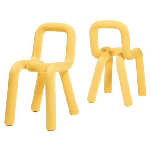 Chaise rembourrée Bold tissu jaune - Moustache - Jaune - Acier, Mousse, Tissu