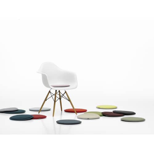 Cuscino per seduta Seat Dots tessuto bianco beige / Ø 38 cm - Reversibile - Vitra - Pergamena / Tabacco - Espanso, Tessuto