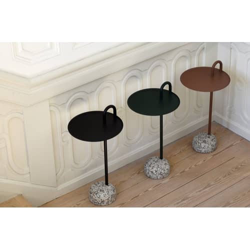 Bowler End table metal stone green / Metal & granite - Hay - Green / Grey granite - Epoxy lacquered steel, Granite