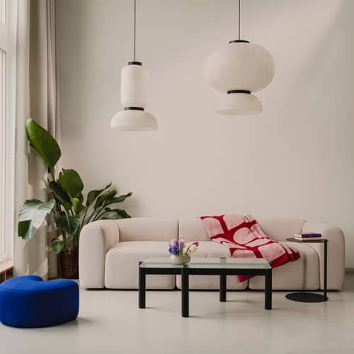 Canapé droit Flom / 3 places - L 262 cm - NOO.MA - Beige nuage - Bois, Mousse ouate, Tissu polyester