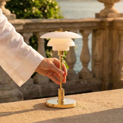 Lampada senza fili ricaricabile PH 1/1 metallo vetro oro / LED - Louis Poulsen - Ottone / Bianco - Ottone, Vetro soffiato a bocca