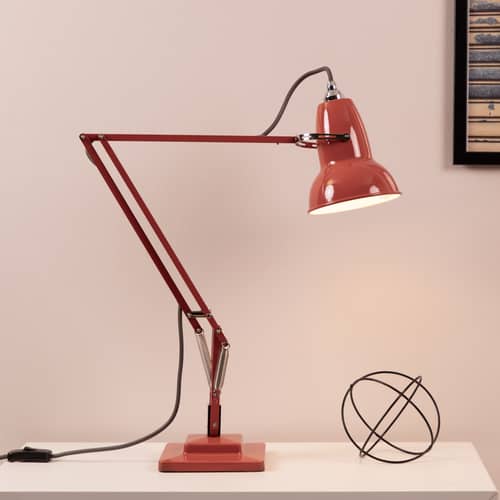 Lampe de table Original 1227 métal rouge / Réédition 1930\' / Seconde vie - Anglepoise - Rouge Corail - Acier, Aluminium, Fonte