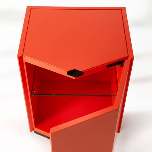 Nachttisch Z24 728 holz orange - Zanotta - Orange - Einscheiben-Sicherheitsglas, Furnier, lackierte Holzfaserplatte