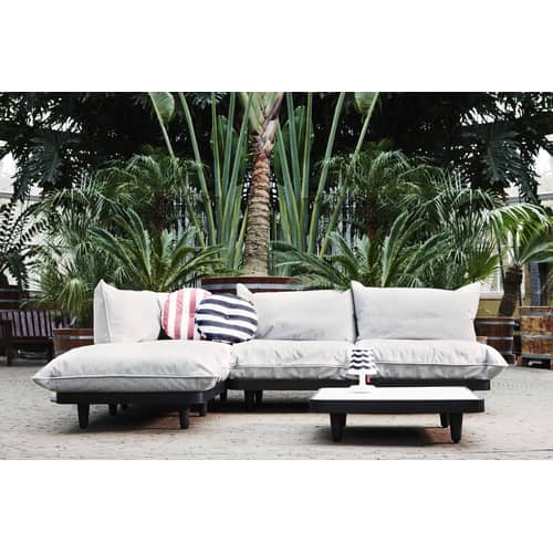 Outdoor-Hocker Paletti textil beige / 90 x 90 cm - Fatboy - Sahara - Olefin Stoff, Polyesterschaum, Recyceltes Polyethylen