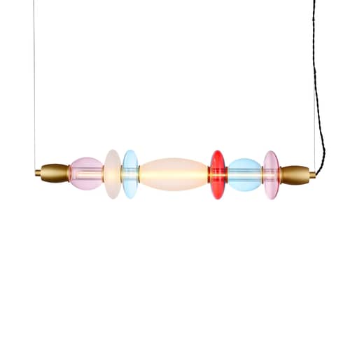 Pendelleuchte Léonor Horizontal glas bunt / L 82 cm - ELEMENTS LIGHTING - Rot / Blau / Rosa / Gold - Aluminium, Glas