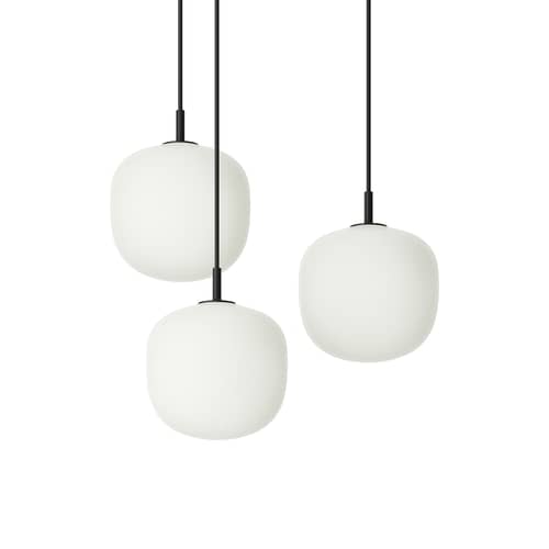 Pendelleuchte Rime glas schwarz / 3 Kugeln – Ø 18 cm - Muuto - Schwarz - klarlackbeschichtetes Aluminium, mundgeblasenes Glas