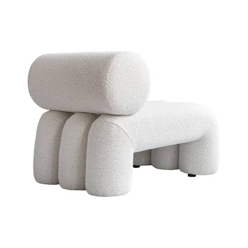 Poltrona imbottita Foku tessuto bianco / Tessuto bouclé - 101 COPENHAGEN - Bianco (tessuto bouclé) - Espanso, Legno, Tessuto bouclé