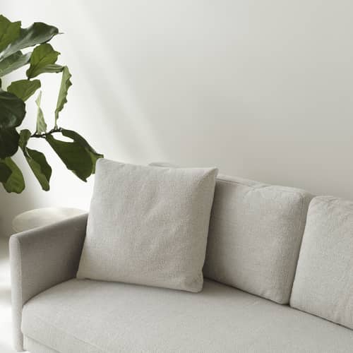 Divano destro Rar tessuto bianco / 3 posti - L 204,5 cm - Normann Copenhagen - Tessuto Bianco - Acciaio, Legno, Schiuma PU, Tessuto