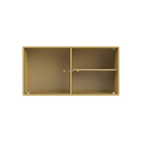 Rangement mural Ripple I / Vitrine - L 69,6 x P 20 x H 35,4 cm / Verre ondulé - MONTANA - Cumin 157 - MDF laqué, Verre ondulé