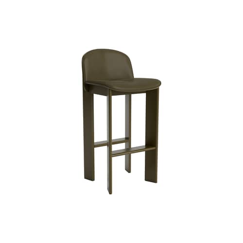 Sedia da bar Chisel 35 High pelle verde / Altezza 75 cm - Imbottitura in pelle - Hay - Pelle verde abete (Sense) / Verde ombra - Espanso, Impiallacciatura di faggio laccata, Pelle