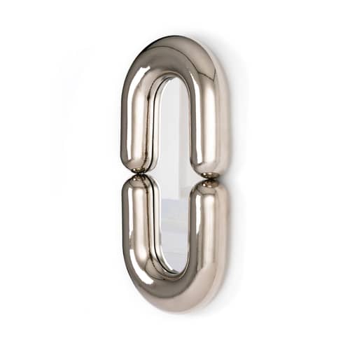 Specchio murale Zodiac Bumper Large ceramica argento metallo / Ceramica - L 55 x H 110 cm - Moustache - Argento - Ceramica, Vetro