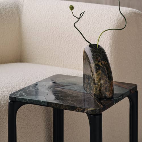 Table d\'appoint Smash marbre vert / 35 x 35 x H 50 cm - Tom Dixon - Vert - Aluminium, Marbre