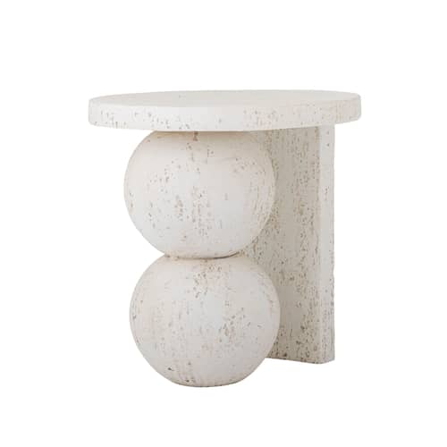 Table d\'appoint Tally / Ø 46 x H 46 cm - Résine effet pierre - Bloomingville - Blanc - Résine effet pierre