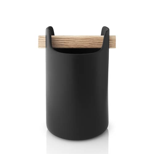 Topf Toolbox keramik schwarz / Ø 18 x H 20 cm - Keramik & Eiche - Eva Trio - Schwarz / Eiche - Keramik, massive Eiche