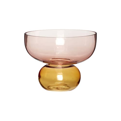 Vase Show verre multicolore / Coupe - Ø 25 x H 20 cm - HÜBSCH - Rose / Ambre - Verre soufflé bouche