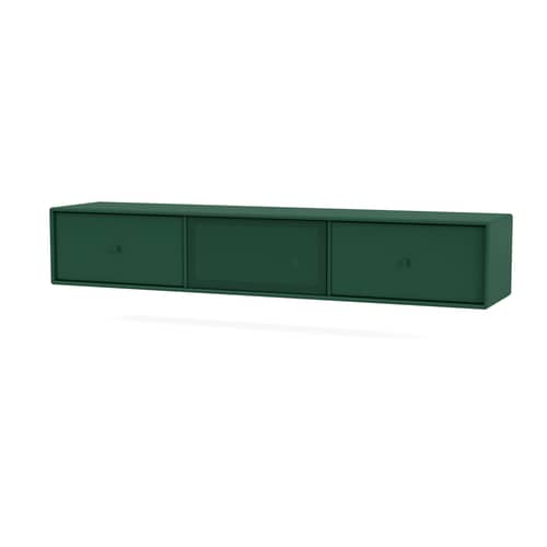 Octave V Wall-mounted TV unit wood green / W 138 x D 30 x H 24 cm - MONTANA - Pine 136 - Lacquered MDF, Perforated steel