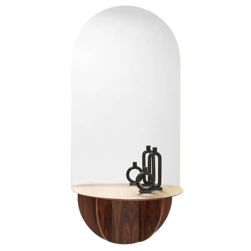Wandspiegel Brame glas holz gold / Konsole - Klappbares Tablett - L 80 x H 180 x T 47 cm - Mogg - oxidiert vergoldetes Tablett / Palisanderholz - Glas, Holzfaserplatte mit Palisanderfurnier