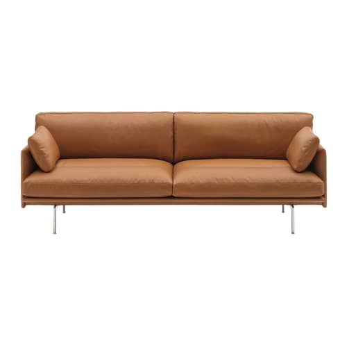 Accessoire / Coussin décoratif pour canapés Outline - 55 x 30 cm - Muuto - Cuir Cognac (Refine) -  Ouate, Cuir pleine fleur, Fibres de polyester