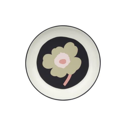 Assiette creuse Unikko céramique / Ø 20,5 cm - Marimekko - Unikko / Anthracite, sable, rose - Grès