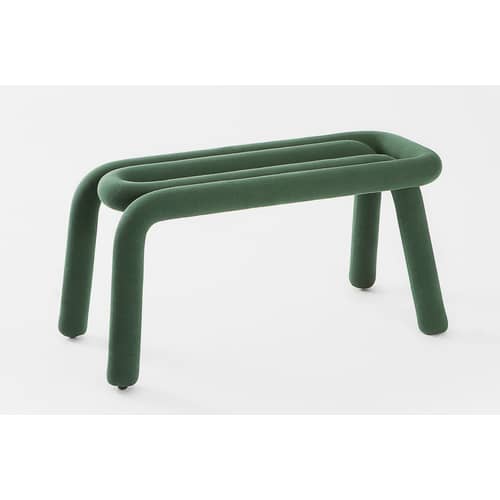 Banc rembourré Bold tissu vert / L 100 cm - Moustache - Vert forêt - Acier, Mousse, Tissu