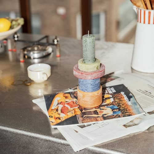 Bougie Stack 03 (édition Design Museum Gent) / 5 modules empilables - Combustion 80 heures - STAN EDITIONS - Marron - Paraffine