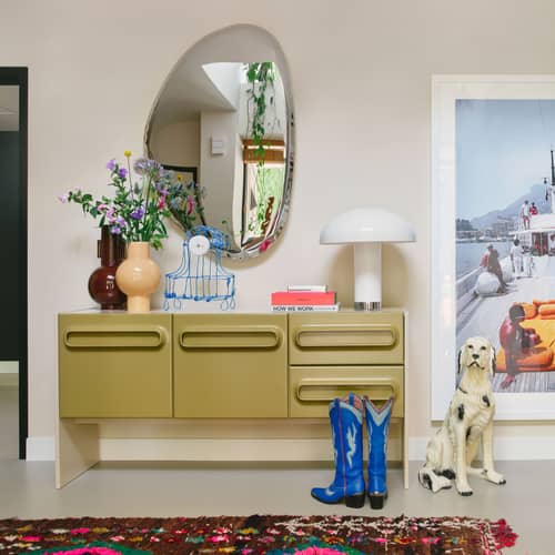 Buffet Space bois vert / L 160 x P 42 x H 80 cm - HK LIVING - Vert sauge & crème - MDF laqué