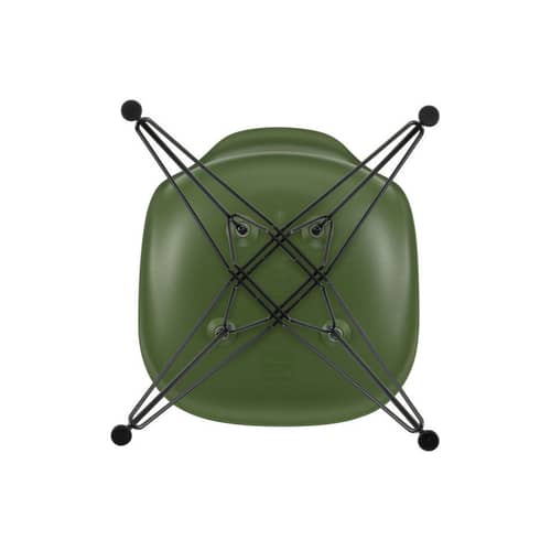 RE DSR - Eames Plastic Side Chair Chair plastic material green / (1950) - Black legs / Recycled - Vitra - Forest green / Black legs - Epoxy lacquered steel, Post-consumer recycled plastic
