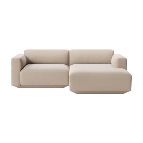 Divano d\'angolo Develius B tessuto beige / 3 posti - L 220 cm / Dormeuse - &tradition - Beige (Tessuto Hallingdal 220) - Legno, Schiuma HR, Tessuto