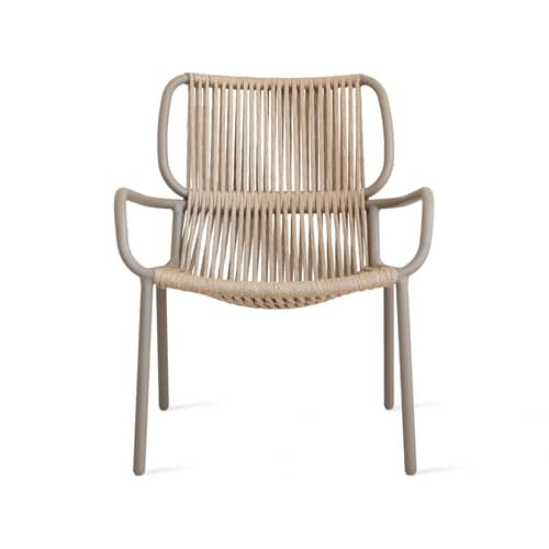Fauteuil bas Ribbon Lounge beige / Corde polypropylène - Vincent Sheppard - Sable / Taupe - Aluminium thermolaqué, Corde polypropylène