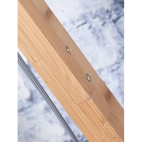 Lampada a stelo Kalimantan legno naturale / Bambù - H 176 cm / Ø 60 cm - GOOD&MOJO - Supporto naturale / Paralume naturale e nero - Bambù