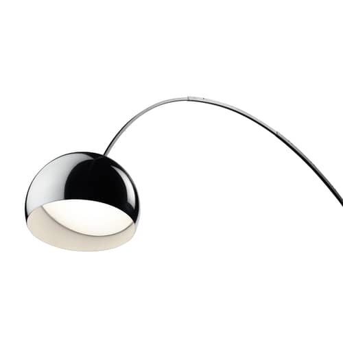 Lampadaire Arco LED / H 240 cm - Achille Castiglioni, 1962 - Flos - Acier / Marbre blanc - Acier inoxydable, Aluminium poli, Marbre de Carrare
