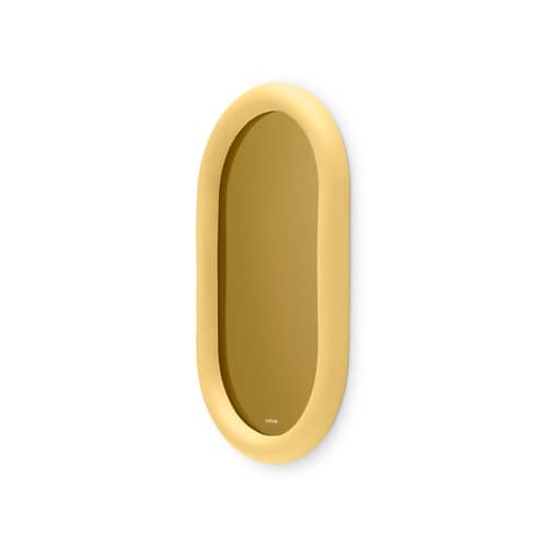 Miroir mural Mirage jaune Loop / Verre coloré - L 35 x H 60 cm - Fatboy - Jaune doux - Polyuréthane, Verre coloré