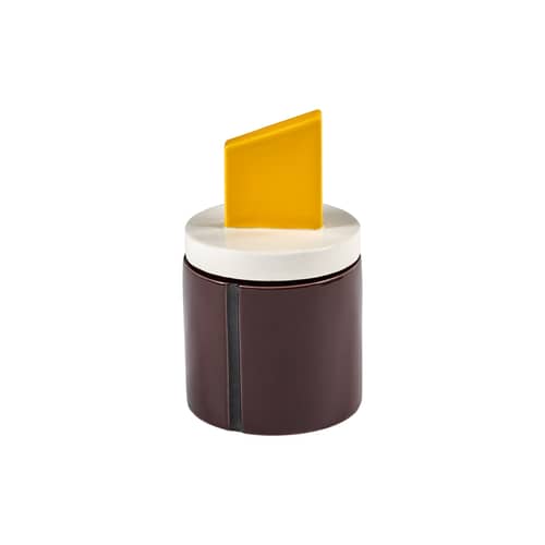 Parfumierte Kerze Candela 03 Small keramik rot / Ø 8,5 x H 14 cm - Serax - Bordeaux & Gelb (Bergamotte Parfum) - emaillierter Sandstein, Soja-Wachs