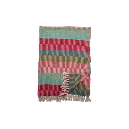Plaid Isnel / 160 x 130 cm - Bloomingville - Multicolore - Coton, Polyester