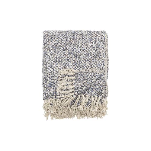 Plaid Ocean tissu bleu / 160 x 130 cm - Bloomingville - Bleu - Coton, Lin, Polyester