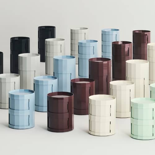Rangement Facet High / H 66 cm - 3 portes / Avec roulettes - Hay - Bleu Misty - ABS recyclé