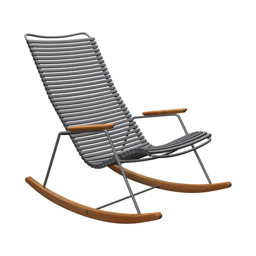 Rocking chair Click plastique gris - Houe - Gris foncé - Acier thermolaqué, Bambou, Polypropylène