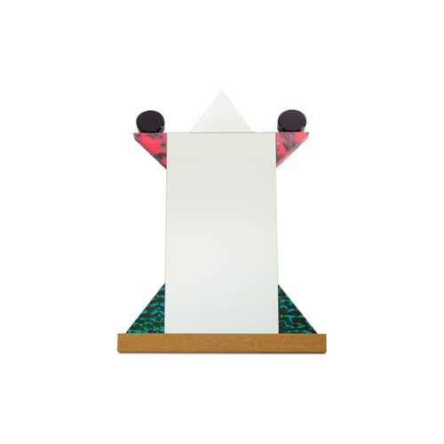 Spiegel Diva plastikmaterial holz bunt von Ettore Sottsass / 1984 - Memphis Milano - Mehrfarbig - Glas, Kunststofflaminat, MDF mit Nussbaummaserung