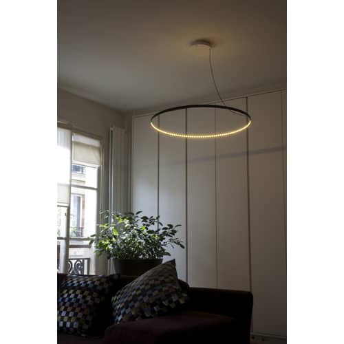 Suspension Circle métal noir / LED - Ø 80 cm - Le Deun - Noir - Acier
