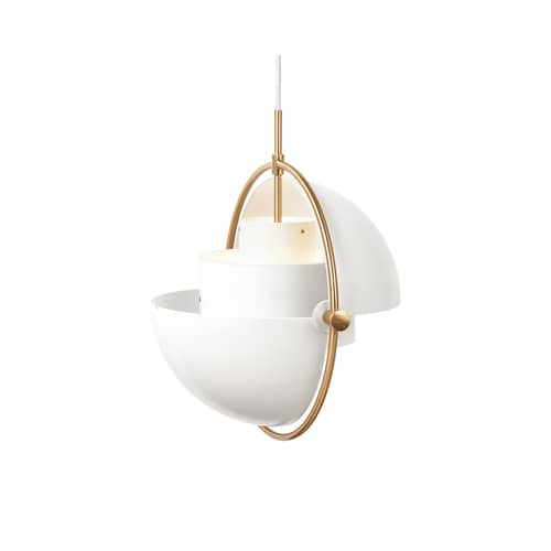 Suspension Multi-Lite Large métal blanc / Ø 36 cm - Modulable & orientable / Réédition 1972 - Gubi - Blanc / Laiton - Métal