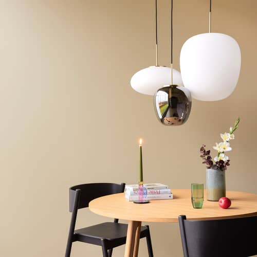 Suspension Muse verre blanc / Ø 40 cm - HÜBSCH - Blanc & laiton - Fer, Verre soufflé bouche