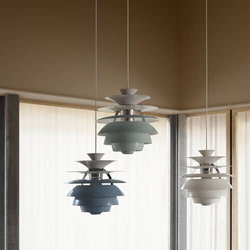 Suspension PH Snowball métal vert / Poul Henningsen, 1924 - Ø 40 cm x H 39 cm - Louis Poulsen - Vert poudré / Chromé - Aluminium filé, Zinc chromé