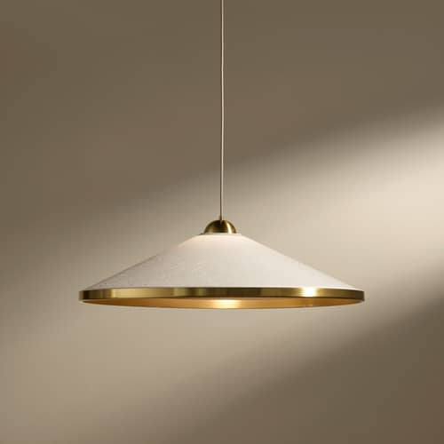 Suspension Songe tissu blanc / Ø 80 cm - Maison Sarah Lavoine - Ecru / laiton - Coton froissé, Laiton brossé