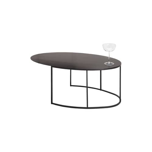 Table basse Slim Irony Ovale métal noir / 70 x 42 H 29 cm - Zeus - Noir cuivré - Acier