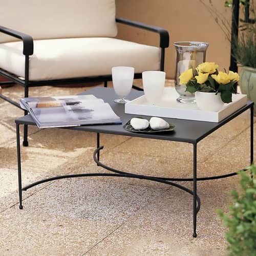 Table basse Toscana métal gris / 76 x 76 x H 38 cm - Unopiu - 76 x 76 cm / Gris graphite - Fer galvanisé