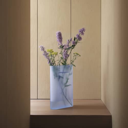 Vase Ridge verre blanc / L 31 x H 48,5 cm - Muuto - Blanc dépoli - Verre dépoli soufflé bouche