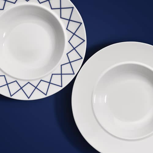 Set 4 assiettes creuses La Bella Tavola -  céramique blanc / Ettore Sottsass - Alessi - Blanc uni - Porcelaine fine