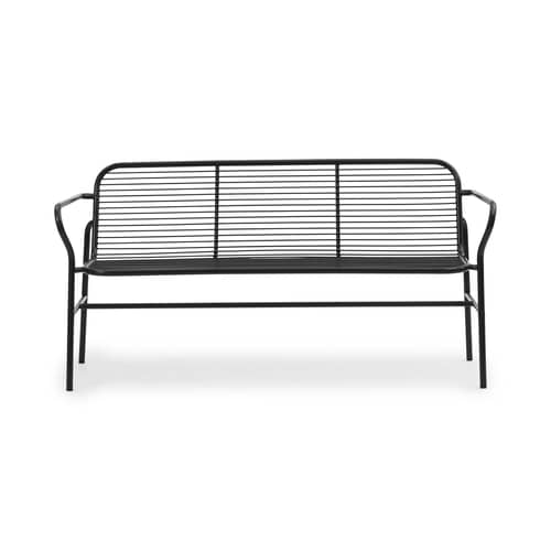 Banc avec dossier Vig métal noir / L 164 cm - Normann Copenhagen - Noir - Acier thermolaqué