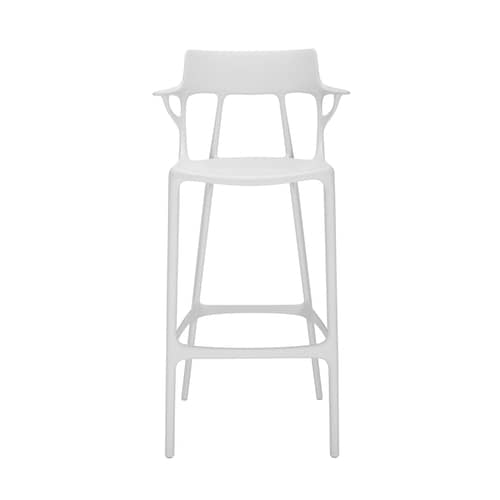 A.I High stool plastic material white / 75 cm - Designed by artificial intelligence - Recycled - Kartell - White - Recycled thermoplastic technopolymer